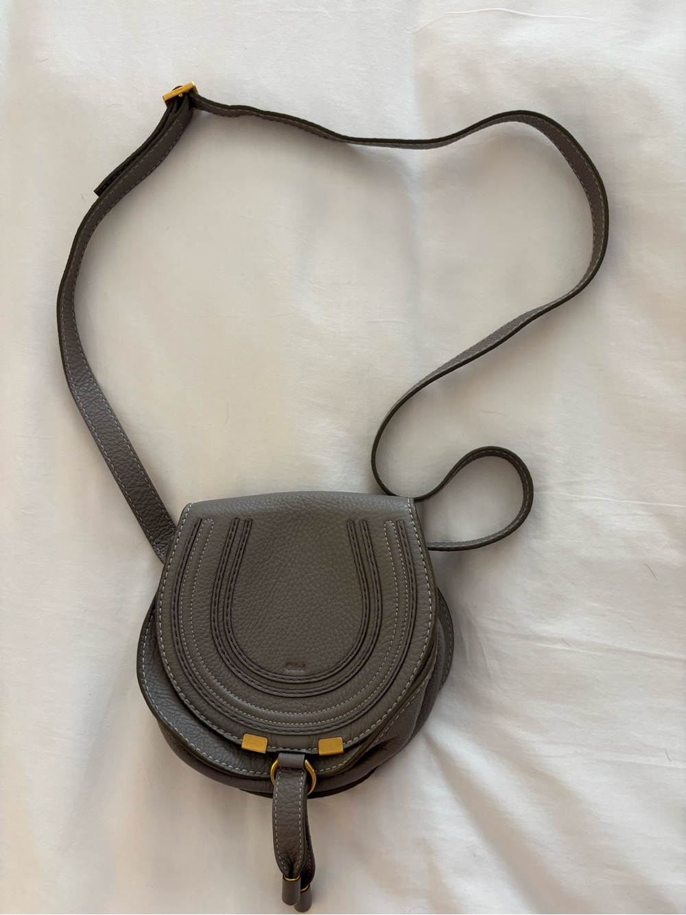 Chloe Gray Pebbled Leather Crossbody Saddle Bag